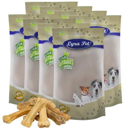 Lyra Pet® 400 STK. Kauknochen aus Rind ca. 10 cm | Naturbelassener Kausnack | Proteinreicher Hundeknochen zur Zahnreinigung | Langer Kaugenuss aus Rinderhaut | Nährstoffreich | Fettarmer Kauartikel von Lyra Pet