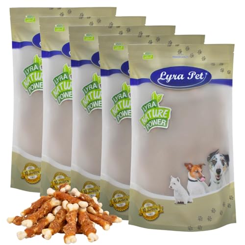 Lyra Pet® 5 kg Calciumknochen mit Hühnerbruststreifen | Kausnack vom Huhn | Leckerli für alle Hunde | Fettarmes Hundefutter | Idealer Belohnungs- und Trainingssnack | Wiederverschließbar von Lyra Pet