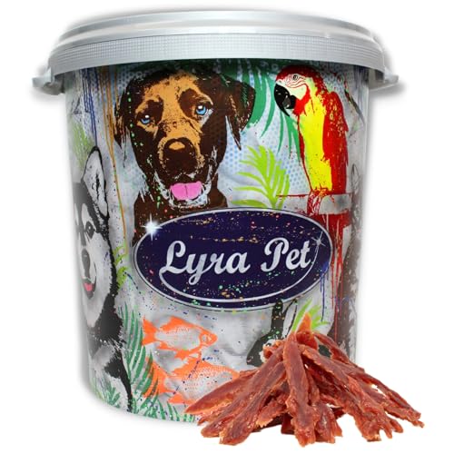 Lyra Pet® 5 kg Entenbrust Kausnack Hundefutter fettarm schonend getrocknet Hund Kauartikel Kauspaß in 30 L Tonne von Lyra Pet