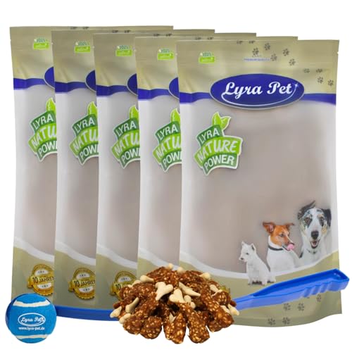 Lyra Pet® 5 kg Hühnchenschenkel + Ballschleuder | Kausnack vom Huhn | Idealer Belohnungs- und Trainingssnack | Leckerli für Hunde | Fettarmes Hundefutter | Kauartikel im wiederverschließbaren Beutel von Lyra Pet