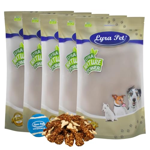 Lyra Pet® 5 kg Hühnchenschenkel + Tennis Ball | Kausnack vom Huhn | Idealer Belohnungs- und Trainingssnack | Leckerli für Hunde | Fettarmes Hundefutter | Kauartikel im wiederverschließbaren Beutel von Lyra Pet