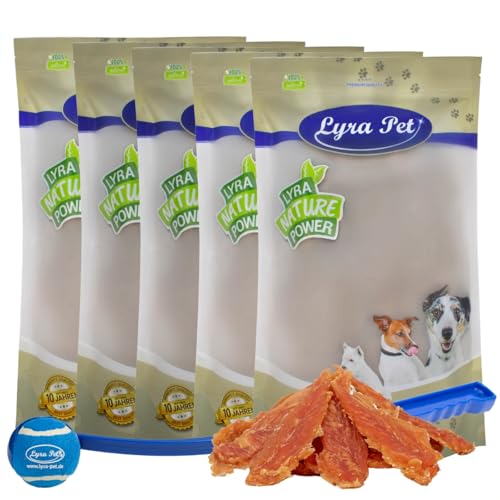 Lyra Pet® | 5 kg Hühnerbrust Soft + Ballschleuder | Kausnack vom Huhn | Leckerli für alle Hunde | Proteinreicher Kaugenuss | Idealer Belohnungs- und Trainingssnack | Im wiederverschließbaren Beutel von Lyra Pet