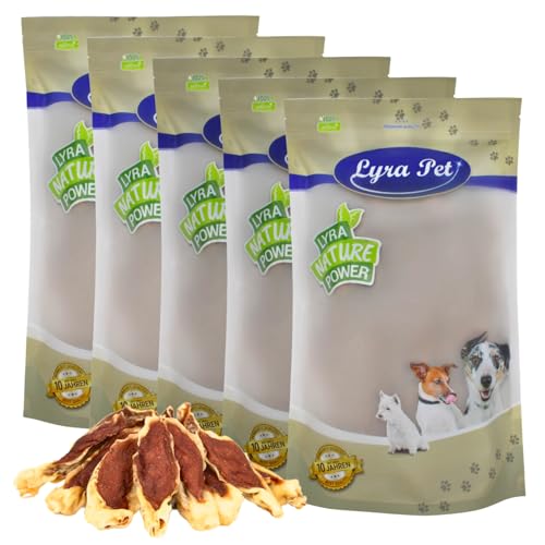 Lyra Pet® 5 kg Kaninchenohren gefüllt mit Huhn | Geschmackvoller Kausnack | Leckerli auch für Welpen und ältere Hunde | Weicher Kaugenuss | Fettarmes Hundefutter | Wiederverschließbar von Lyra Pet