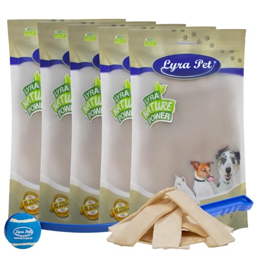 Lyra Pet® 5 kg Kauchips aus Büffelhaut zur Zahnflege Dentasnack + Ballschleuder von Lyra Pet