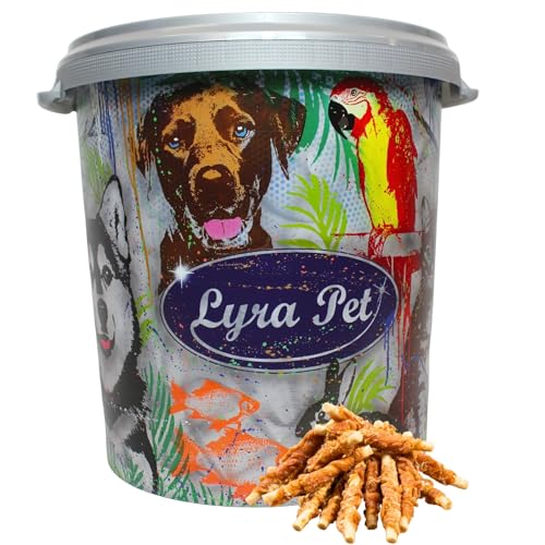 Lyra Pet® 5 kg Kaustange mit Hühnerbrust in 30 L Tonne | Leckerli für Hunde | Proteinreicher Kauartikel | Gut bekömmliches fettarmes Hundefutter | Wiederverschließbarer Beutel von Lyra Pet