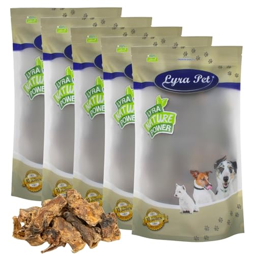 Lyra Pet® 5 kg Ochsenziemer Abschnitte 4-12 cm | Naturbelassener Kausnack zahnpflegend | Proteinhaltiges Leckerli für alle Hunde | Verträglicher & nährstoffreicher Kauartikel | Getrocknet von Lyra Pet