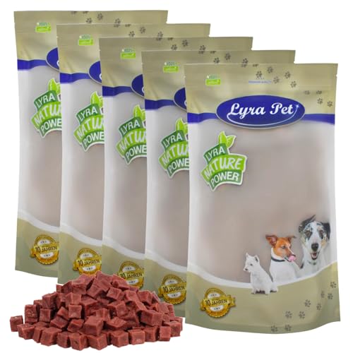 Lyra Pet® 5 kg Pferdefleischwürfel | Kausnack vom Pferd | Idealer Belohnungs- und Trainingssnack | Leckerli auch für Welpen und ältere Hunde | Proteinreich & fettarm | Wiederverschließbar von Lyra Pet