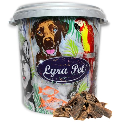 Lyra Pet® 5 kg Rinderleber getrocknet Kausnack Kauartikel Hund Rind Hundefutter Leckerli in 30 L Tonne von Lyra Pet