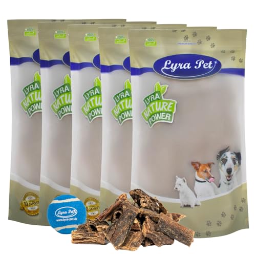 Lyra Pet® 5 kg Rinderleber getrocknet Kausnack Kauartikel Hundefutter Leckerli Rind Hund + Tennis Ball von Lyra Pet