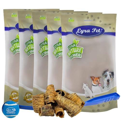 Lyra Pet® 5 kg Rinderstrossen 1-8 cm fettarm Kauartikel Kausnack Kaustange Hundefutter Belohnung Training Strossen Rind Hund + Ballschleuder von Lyra Pet