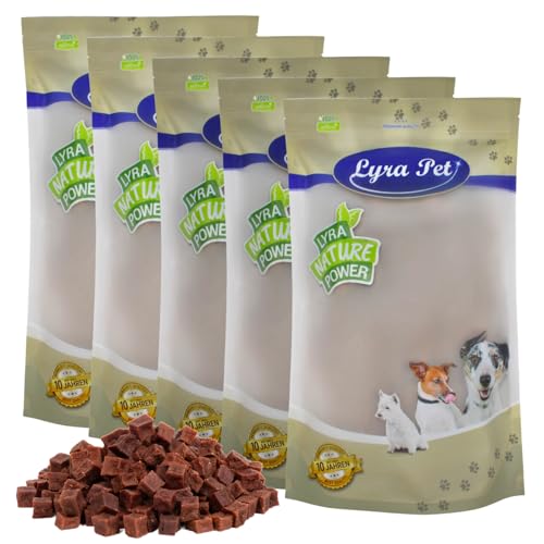 Lyra Pet® 5 kg Rindfleischwürfel | Kausnack vom Rind | Idealer Belohnungs- und Trainingssnack | Leckerli auch für Welpen und ältere Hunde | Proteinreich & fettarm | Wiederverschließbar von Lyra Pet