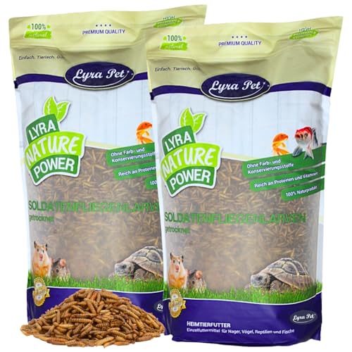 Lyra Pet® | 5 kg Soldatenfliegenlarven getrocknet | Black Soldier Fly | Hermetia Illucens | Wie Mehlwürmer | Reich an Kalzium & Proteinen | Energiereiches Futter für Vögel, Fische, Nager & Reptilien von Lyra Pet