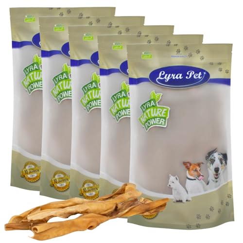 Lyra Pet® 5 x 10 STK. Rinderkopfhautstangen ca. 50 cm | Naturbelassener Kausnack | Proteinreiche Kaustange zur Zahnreinigung | Langer Kaugenuss aus Rinderhaut | Kauartikel für Hunde von Lyra Pet