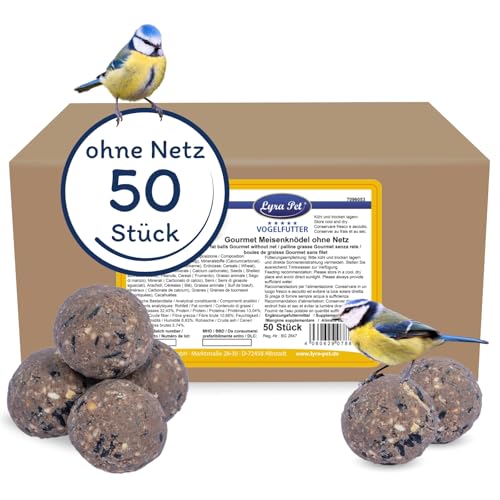 Lyra Pet® | 50 Gourmet Meisenknödel ohne Netz à 80 g | Energiespender für Wildvögel | Nährstoffreiches & Fetthaltiges Wildvogelfutter | Kraftspendendes Fettfutter | Vogelfutter für Sommer & Winter von Lyra Pet