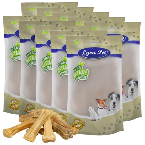 Lyra Pet® 500 STK. Kauknochen aus Rind ca. 10 cm | Naturbelassener Kausnack | Proteinreicher Hundeknochen zur Zahnreinigung | Langer Kaugenuss aus Rinderhaut | Nährstoffreich | Fettarmer Kauartikel von Lyra Pet