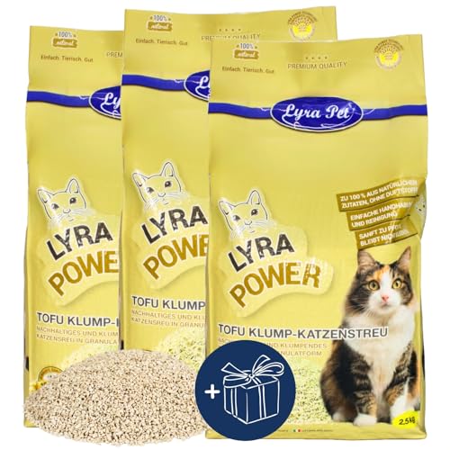 Lyra Pet® | 7,5 kg Tofu Katzenstreu + Geschenk | Parfümfreie Klumpstreu | 300% Saugkraft | Naturprodukt aus Erbsenprotein | Auch für empfindliche Katzen | Staubfrei für eine saubere Wohnung von Lyra Pet