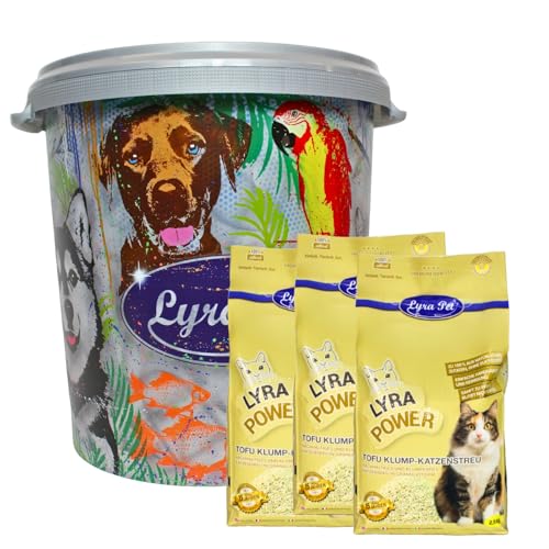 Lyra Pet® | 7,5 kg Tofu Katzenstreu in 30 L Tonne | Parfümfreie Klumpstreu | 300% Saugkraft | Naturprodukt aus Erbsenprotein | Auch für empfindliche Katzen | Staubfrei für eine saubere Wohnung von Lyra Pet