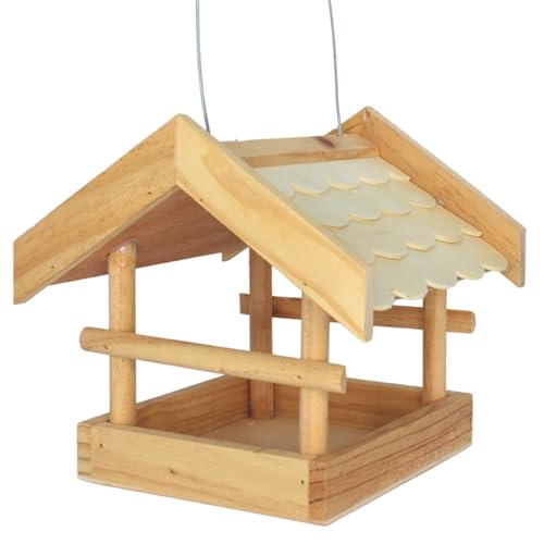 Lyra Pet® | Vogelhaus Cottage | Wetterfestes Futterhaus aus Holz | Vogelfutterhaus für Garten & Balkon | Schutz für Wildvögel | Stabil & Langlebig | Futterstation zum Aufhängen | Mit Abtropföffnungen von Lyra Pet