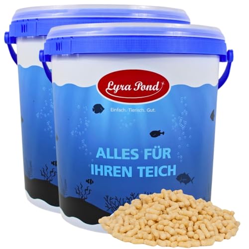 Lyra Pond® 2 x 10 L Pond Sticks im Eimer | Schwimmendes Fischfutter | Leicht verdauliches Teichfutter durch Weizenkeime | Geringes Gewicht | Artgerechte Zusammensetzung für Teichfische von Lyra Pet