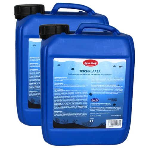 Lyra Pond® 2 x 5 Liter Teichklärer | Wirkt gegen die häufigsten Algenarten | Für klares Teichwasser | Langanhaltende Wirkung | Reduziert die Algenneubildung | Nicht schädlich für Fische & Pflanzen von Lyra Pet