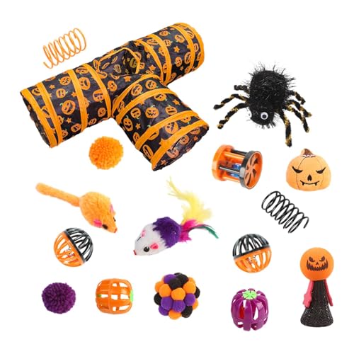 3 Way Cat Tunnel Set - Halloween Cat Channel Toy Set, Interactive Cat 3 Tunnel Toys Set, Cat Sleeping Toys Channel with Bell Ball, Kitten Play with Bell Ball for Kitten, Cats, Pets, Rabbit von Lyricalist