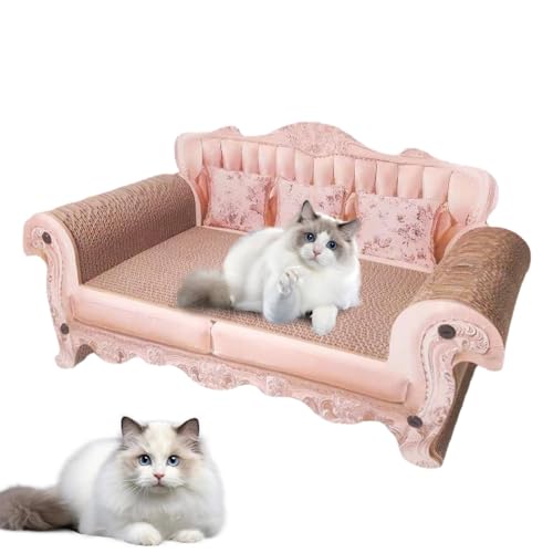 Cat Scratch Bed - Cardboard Cat Scratcher - Cardboard Scratcher for Cat | 60x24cm Sofa Shape Scratcher Lounge Pad, Heavy Duty Scratch Board, No Debris Pink Cat Scratching Board, Cat Cardboard Scratche von Lyricalist