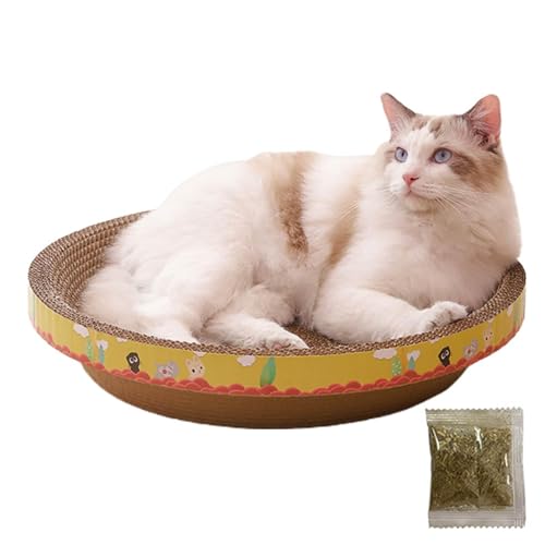 Cat Scratching Bowl - 2in1 Cat Scratching Board and Bowl, Cat Scratching Board | No Lint Scratch Board Round Scratcher Bed | Catnip Recycle Scratcher For Grinding Claws Toy Ideal for Sleeping and Play von Lyricalist