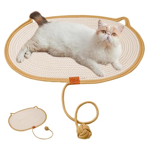 Gewebte Kratzmatte für Katzen, kühlende Kratzmatte für Katzen | Gewebte kühlende Sommermatte für Haustierkatzen - Möbelschutz-Kratzmatte für Welpen, Hunde und Katzen mit Ball für Schlafzimmer und Inne von Lyricalist