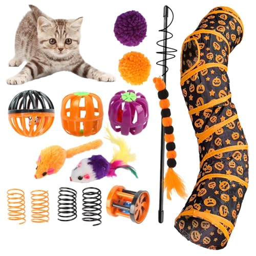 Indoor Cat Tunnel - Halloween Theme Cat Tunnel Toy, Interactive Cat Tunnel, Reduce Indoor Pet Cat Boredom, Foldable Cat Tunnel | All-Season Play Furniture for Balcony, Bedroom, Living Room von Lyricalist