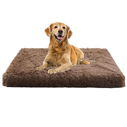 Komfortables beruhigendes Hundebett aus Plüsch für Haustiere, warm, Bett für Haustiere mit rutschfestem Boden, abnehmbar und waschbar, 100 x 60 x 10 cm von Lysong