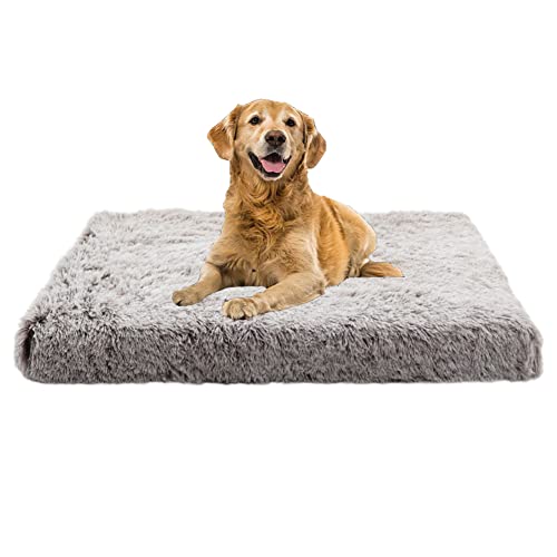 Komfortables beruhigendes Hundebett aus Plüsch für Haustiere, warm, Bett für Haustiere mit rutschfestem Boden, abnehmbar und waschbar, 100 x 60 x 10 cm von Lysong