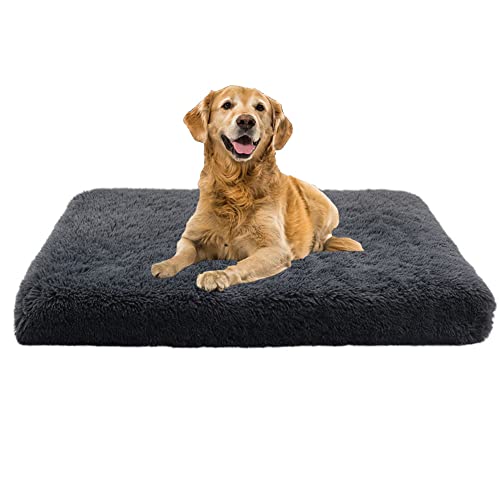 Komfortables beruhigendes Hundebett aus Plüsch für Haustiere, warm, Bett für Haustiere mit rutschfestem Boden, abnehmbar und waschbar, 100 x 60 x 10 cm von Lysong