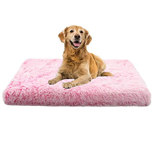 Komfortables beruhigendes Hundebett aus Plüsch für Haustiere, warm, Bett für Haustiere mit rutschfestem Boden, abnehmbar und waschbar, 100 x 60 x 10 cm von Lysong