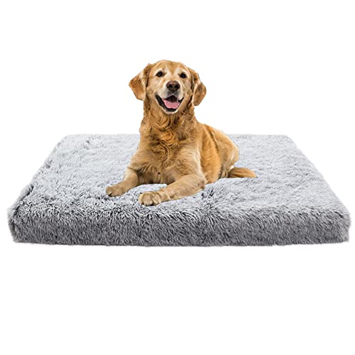 Komfortables beruhigendes Hundebett aus Plüsch für Haustiere, warm, Bett für Haustiere mit rutschfestem Boden, abnehmbar und waschbar, 120 x 80 x 10 cm von Lysong