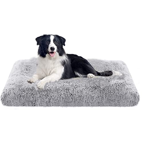 Quadratisches Hundebett, orthopädisch, rutschfest, Hundekissen, Anti-Stress, warm, Teppich für Hunde aus Plüsch, ideal für Körbchen mit Hundebett, Hundehütte, Auto, 109 x 72 cm von Lysong