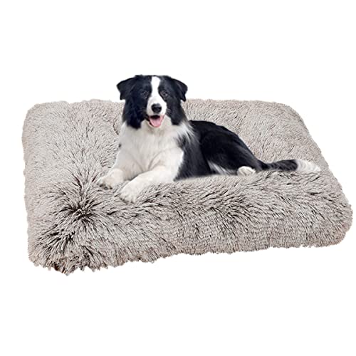 Quadratisches Hundebett, orthopädisch, rutschfest, Hundekissen, Anti-Stress, warm, Teppich für Hunde aus Plüsch, ideal für Körbchen mit Hundebett, Hundehütte, Auto, 109 x 72 cm von Lysong