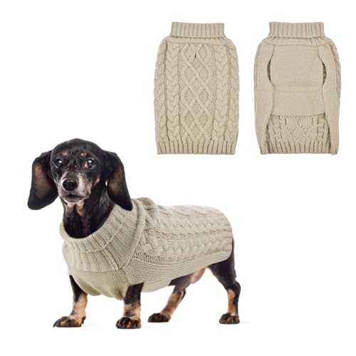 LyssKMK Klassischer Rollkragenpullover für Welpen, mit Zopfmuster, für kaltes Wetter, dicker warmer Mantel, Outfits, Pullover, Sweatshirt für kleine Hunde, Größe S von LyssKMK