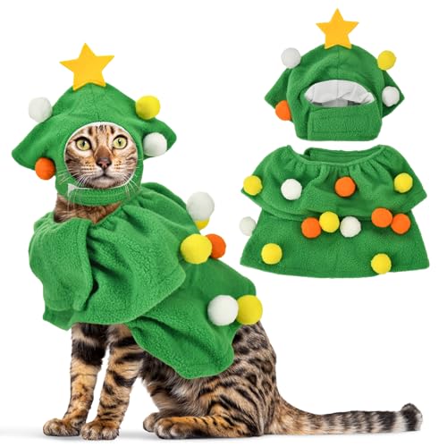 LyssKMK Welpen-Weihnachtsbaum-Kostüm für Hunde, Cosplay, Outfits, Festival, Hund, Weihnachtsmütze, Weihnachtsumhang, Haustier-Weihnachtsmann-Geschenk für Katzen, kleine Hunde von LyssKMK