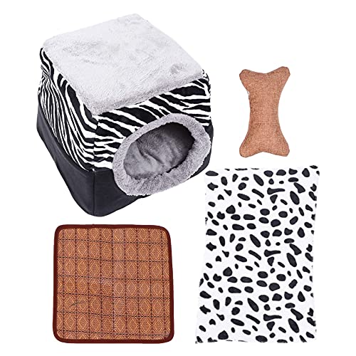 1 Set Katzenhaus für Indoor Katzen Stapelbar Katzenwürfel Katzenhaus mit Abnehmbarer Kissen Decke Matte Knochen Spielzeug Katze Kapsel Haus Supplies von M I A