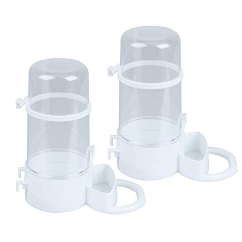 2 x Hamster-Futterstation Automatisches Futtergerät Wasserspender für Hamster, Vögel, Tauben, Papageien, Mini-Igel mit Halterung, Haustierbedarf für Haustiere (transparent) von M I A