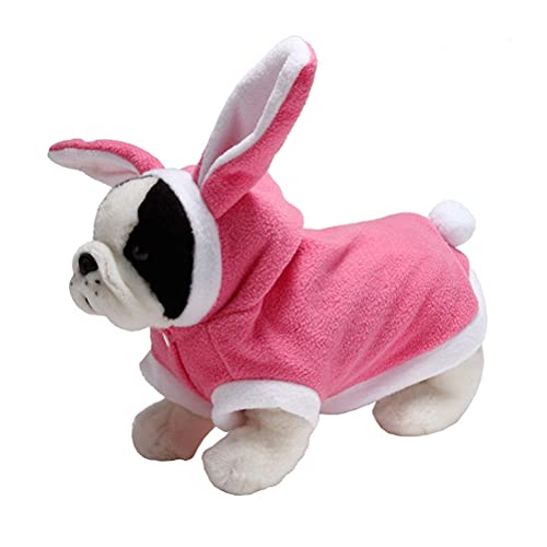 Haustier-Kaninchen-Design-Kostüm für Hundewelpen, Cosplay-Kleidung, warmer Outfit-Mantel (Farbe: Rosa, Größe: Medium) von M I A
