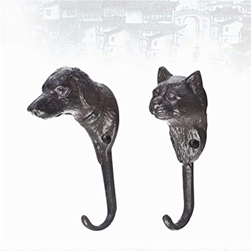 M I A 1 Paar Wandhaken Dekorative Katze Hund Kopf Wand Tür Haken Tasche Schlüssel Hut Hängehaken Hängende Pflanze Haken Aufhänger Gusseisen Haken für Studio Shop Bar von M I A