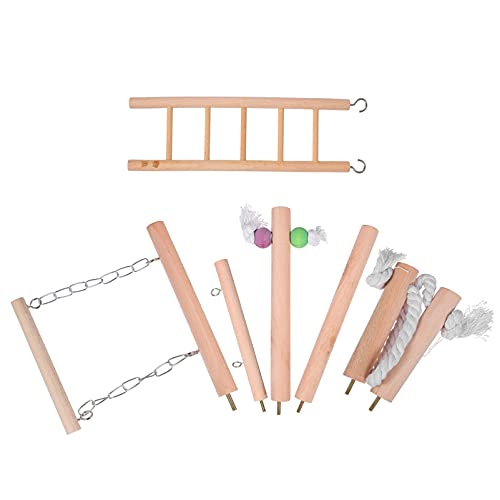 M I A 1 Set Papageien-Vogel-Kauspielzeug aus Holz zum Aufhängen von Schaukeln, Stangen, Leitern, Spielzeug für Papageien, Käfig-Bissspielzeug für Wellensittiche, Lovebirds, Sittiche von M I A