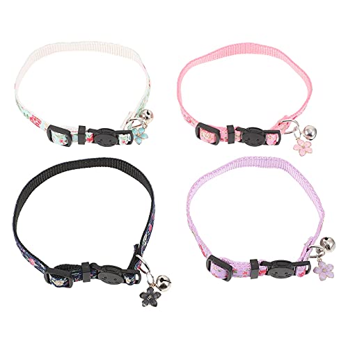 M I A 4 Stück Blume Katze Hund Halsband Welpe Halskette mit Glöckchen für kleine Hunde Kätzchen Katzen Hunde Kleidung Kostüm Outfits Zubehör von M I A