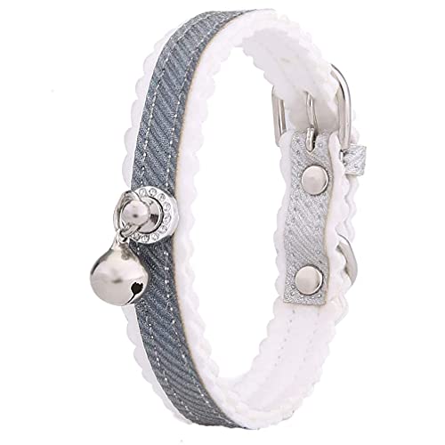 M I A Hundehalsband mit Glöckchen und Schnalle, verstellbar, Haustier-Halsring, Blumen-Katzenhalsband mit Glöckchen, Haustierkostüm-Zubehör für Hund, Katze, Kätzchen, Farbverlauf (Farbe: Silber) von M I A