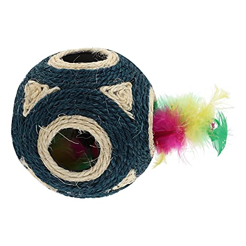 M I A Katzenspielzeug, Sisalball, interaktiver Katzenball, 6 Löcher, Sisal-Seil-Ball, Haustier-Kratzball, freundlicher Katzen-Seilball, Blau (Farbe: Blau) von M I A