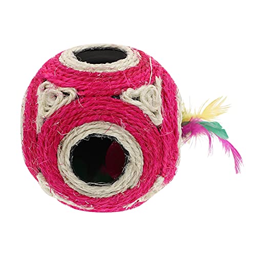 M I A Katzenspielzeug, Sisalball, interaktiver Katzenball, 6 Löcher, Sisal-Seil-Ball, Haustier-Kratzball, freundlicher Katzen-Seilball, Blau (Farbe: Rosa) von M I A