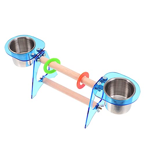 M I A Ständer für Papageien, mit 2 Futterbechern, Vogel-Ständer, für Papageien, Kratzstange, Plattform, Haustier, Vogelablage, Sitzstange von M I A