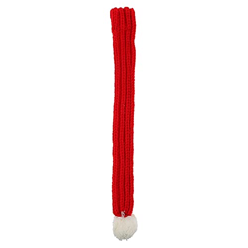 Weihnachts-Strickschal mit weißem Bommel, warmes Halsband für Haustiere, Winter-Lätzchen, für kleine und mittelgroße Katzen, Hunde, Winter-Outfits (Farbe: Rot, Größe: 5 x 50 cm) von M I A