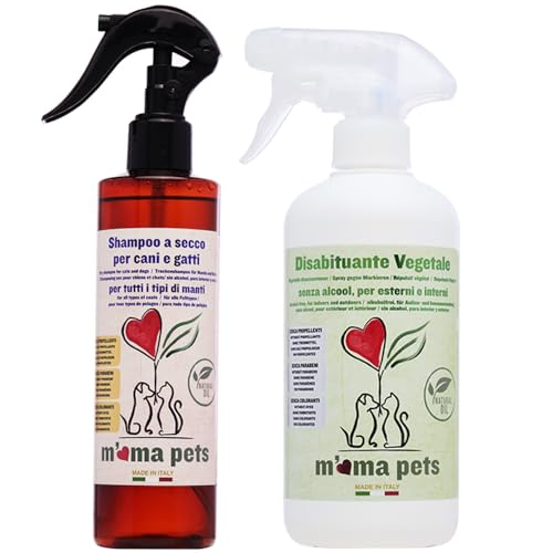 M' MA PETS Set Pflanzliches Abwehrmittel und Trockenshampoo für Hunde und Katzen 1x500 ml + 1x250 ml - 750 ml, Bernstein von M' MA PETS